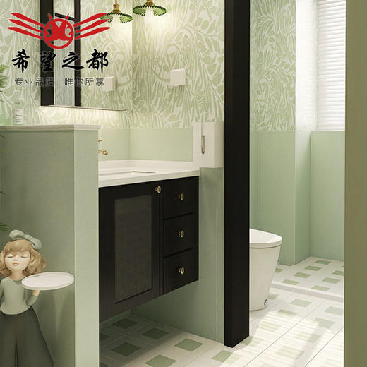 卫生间瓷砖小花砖厕所法式轻浴室600x1200地砖绿色摩洛哥墙砖厨房 商品图1