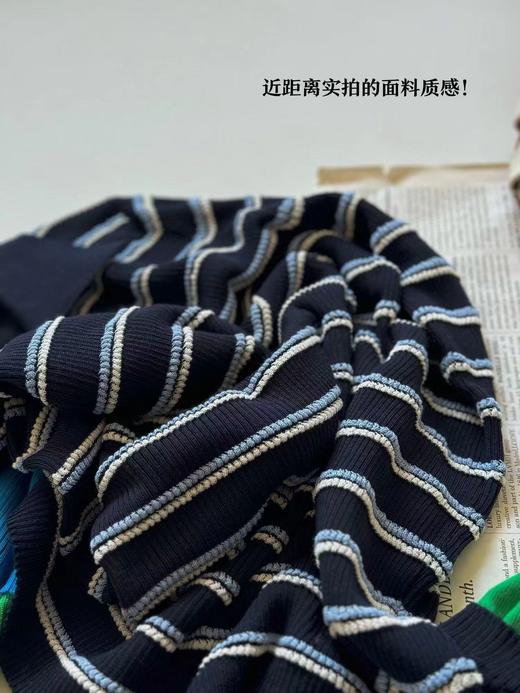 100%莱赛尔天丝原单定位条纹撞色袖针织衫 商品图14