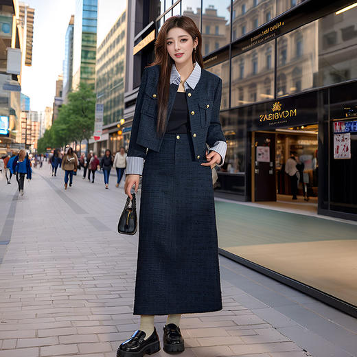 奢姿大码女装2024冬季气质翻领小香风两件套胖妹妹时尚穿塔套装9944991119 商品图0