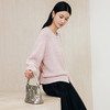 玳莎彩点花纱圆领针织开衫女2024年冬季新款时尚粉色插肩袖上衣  ED33306 商品缩略图1