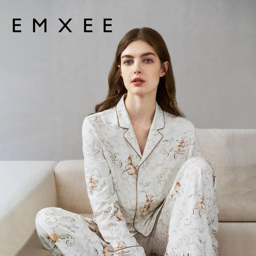 【家居服专场】嫚熙春秋季纯棉兔子睡衣女士2024新款长袖女款外穿家居服两件套装 商品图1