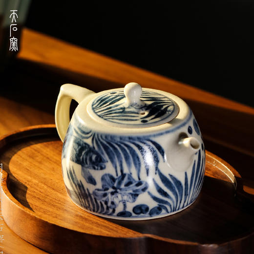 问鼎天石窑白陶泥元青花井栏壶（鱼藻纹） 商品图3