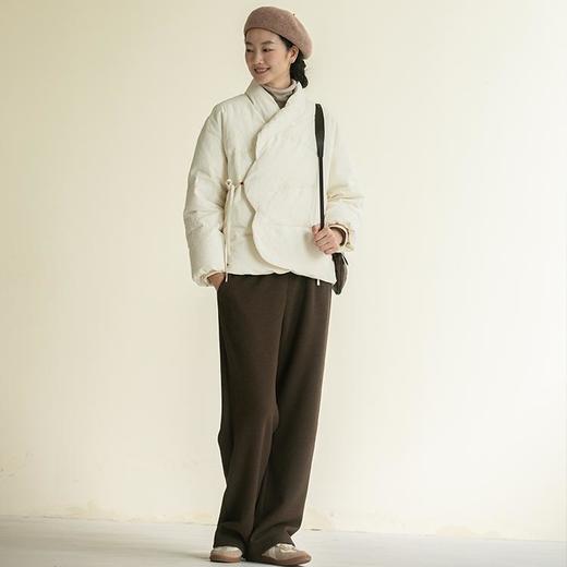 牧衣游原创 丝麻混纺羽绒服女冬新款文艺加厚保暖白鸭绒外套 碎念 商品图2