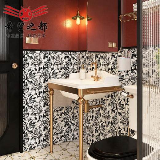 小洗手间花砖瓷砖复古浴室卫生间厨房网红墙砖300x300玫瑰地砖 商品图1