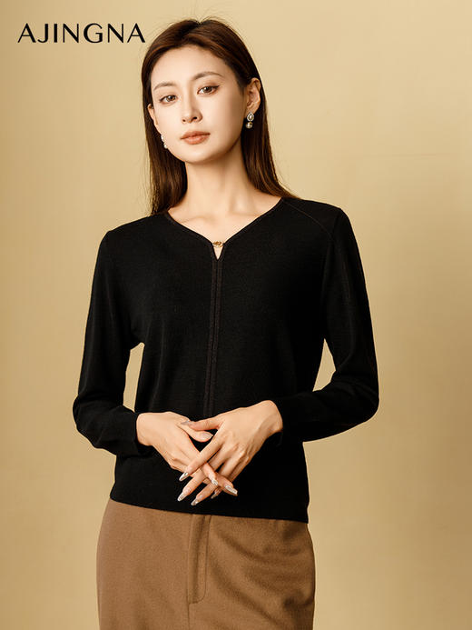 【商场同款】阿菁娜2024冬季新款新澳羊毛金葱优雅毛衫A29D301012 商品图2