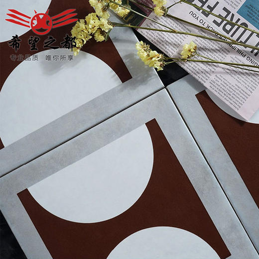 厕所瓷砖地砖法式墙砖浴室卫生间小红色厨房200x200花砖阳台复古 商品图3