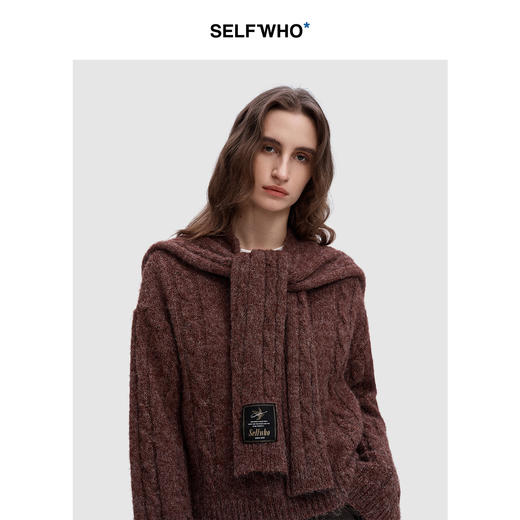 SELFWHO*方形披肩围巾百搭保暖女款2024秋冬新款时尚装饰围脖 商品图2