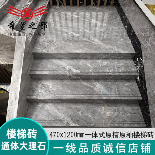 原厂砖台阶通体砖地板砖 踏步地砖楼梯大理石灰色瓷砖拉槽防滑 商品图0