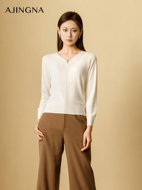 【商场同款】阿菁娜2024冬季新款新澳羊毛金葱优雅毛衫A29D301012