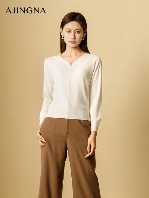 【商场同款】阿菁娜2024冬季新款新澳羊毛金葱优雅毛衫A29D301012 商品图0