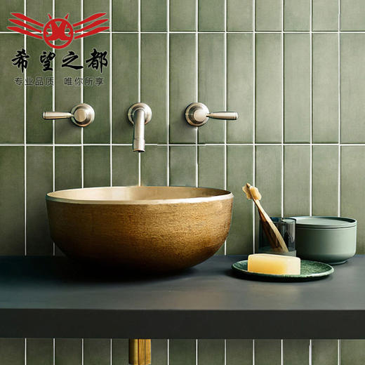 绿砖厨房墙砖卫生间手工地砖复古绿色美式牛油果防滑瓷砖花砖法式 商品图3