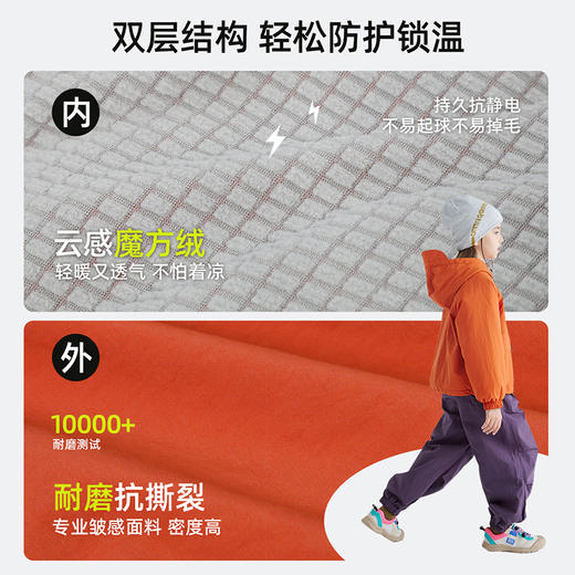【云感魔方绒 耐磨抗撕裂】儿童连帽魔方绒夹克外套 PDWT2435 商品图4