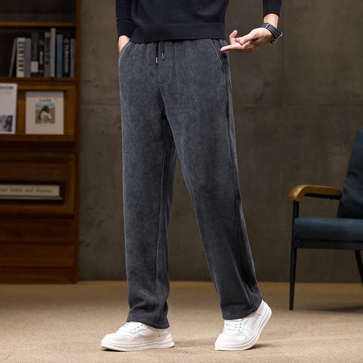 【灯芯绒】【DQ】大依优型大码松紧腰直筒休闲裤长裤男舒适休闲简约百搭加肥加大男装 商品图0