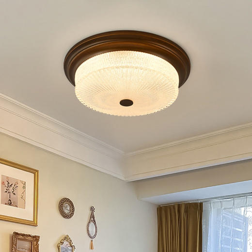 奶油灯风餐厅玻璃中古阳台全法式原木卧室光谱书房玄关护眼吸顶灯 商品图3