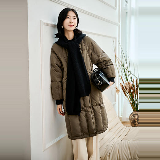 NEELLY纳俪商场同款冬季新款通勤简约毛领长款羽绒服女保暖外套N24104L07737 商品图2