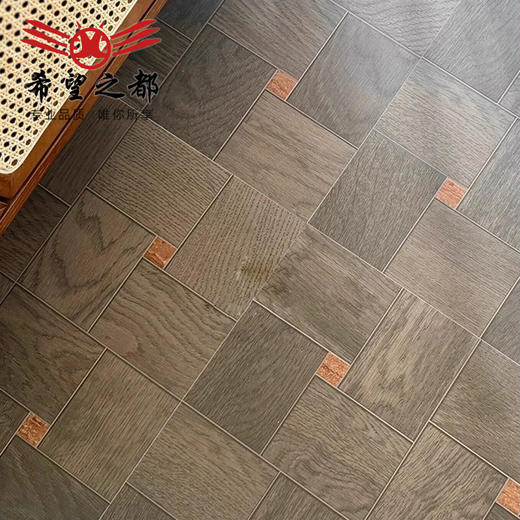 地砖瓷砖花片木纹中客厅老钱风卧室600x600拼花古风咖啡厅砖木纹 商品图2