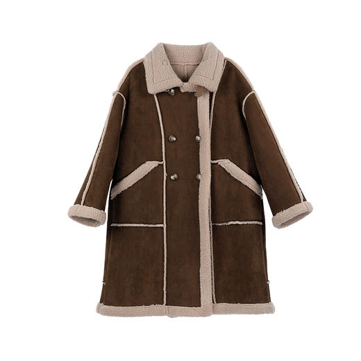 NEELLY纳俪商场同款冬季新款复古美拉德麂皮绒保暖外套女长款大衣N24104C06602 商品图3