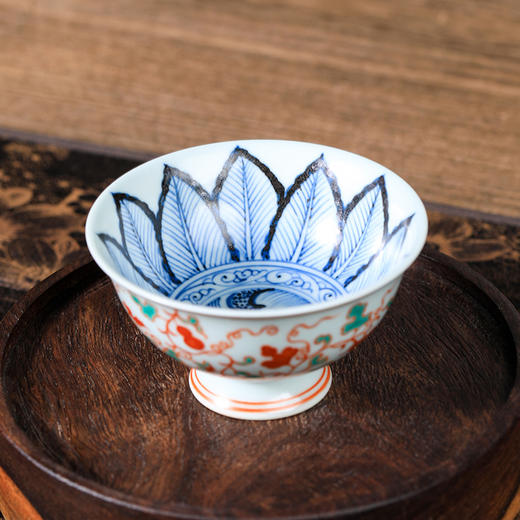 莲画堂红绿彩缠枝葫芦小高足杯 商品图5