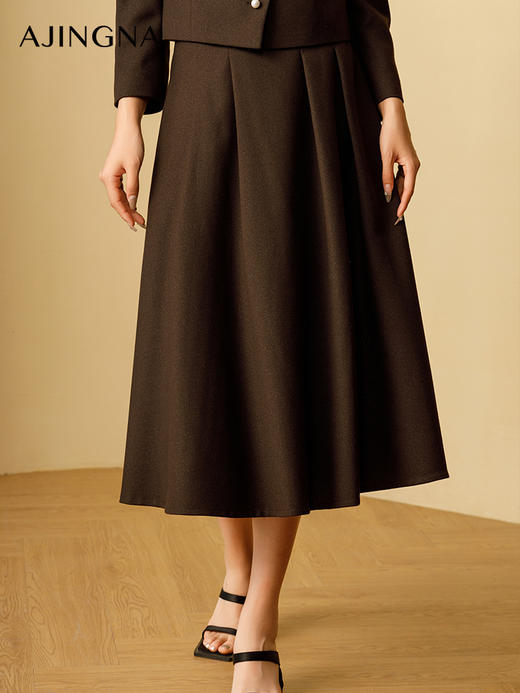 【商场同款】阿菁娜2024冬季新款精纺羊毛编织高腰A字裙A29D113029 商品图3