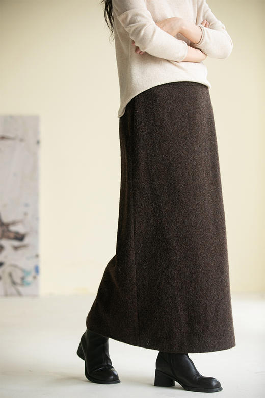 牧衣游原创进口澳毛毛呢半裙新款舒适保暖百搭纯羊毛半身裙 安桥 商品图5