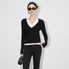 【高货wl】全新升级【铂金会员201/天猫269/差价68】(34912) 洛诗琳法式简约羊毛早秋女装V领长袖背心开衫撞色两件套 商品缩略图0