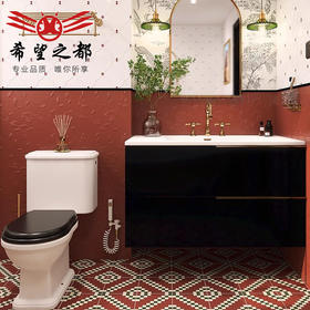 瓷砖复古花砖300800浴室厕所网红地砖法式花片卫生间小厨房墙面砖