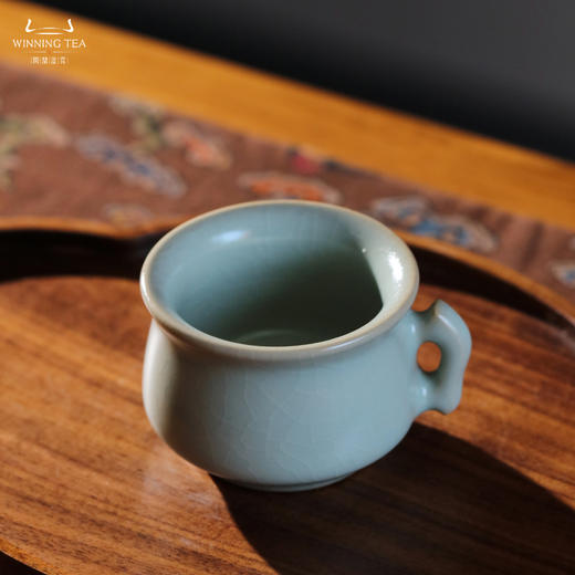 问鼎汝瓷收藏款天青鱼把缸杯（单耳） 商品图1