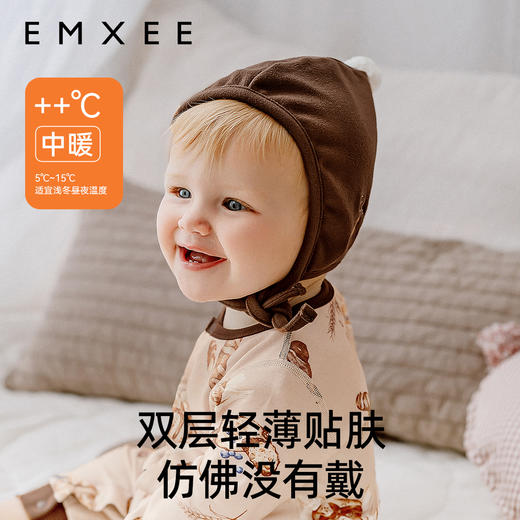 【母婴服配】EMXEE嫚熙婴儿帽子春秋款男童女童羔羔绒绑带婴幼儿秋冬宝宝帽子 商品图2