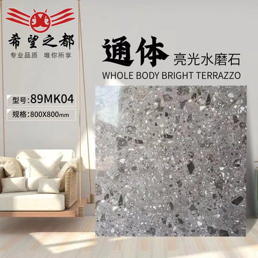 水磨石商铺800x800彩色法式耐磨亮光网红客厅瓷砖地板砖防滑通体 商品图2