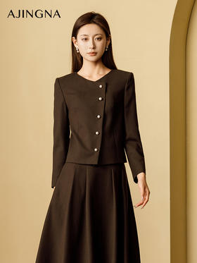 【商场同款】阿菁娜2024冬季新款鸡心领正肩箱型外套A29D107031