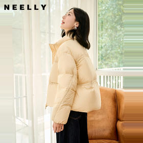 NEELLY纳俪商场同款冬季新款90白鹅绒羽绒服女宽松短款面包服外套N24104L07761