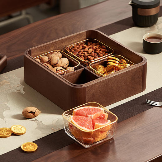 初心| 轻奢四格果盘桃花心木 商品图1