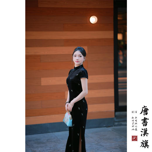 【绸 曼】丝绒刺绣改良新中式国风旗袍温婉气质旗袍 商品图0