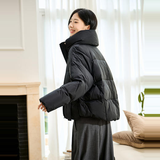 NEELLY纳俪商场同款冬季新款90白鸭绒羽绒服女通勤简约保暖面包服N24104L07738 商品图1