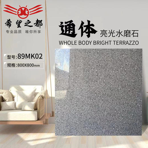 水磨石商铺800x800彩色法式耐磨亮光网红客厅瓷砖地板砖防滑通体 商品图3