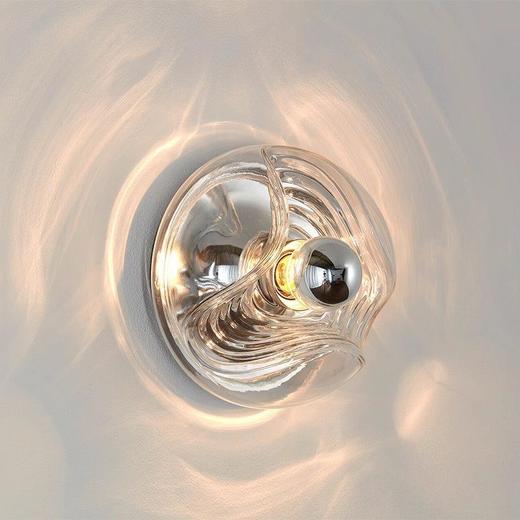 中古风设计师轻奢过关灯北欧氛围餐厅道灯玄玻璃纹包豪斯壁灯波浪 商品图2