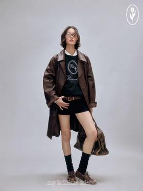 shyshystill/shy202408046/柔软重工环保皮复古大皮衣风衣外套