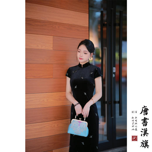 【绸 曼】丝绒刺绣改良新中式国风旗袍温婉气质旗袍 商品图2