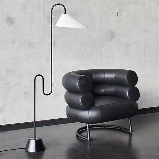 落地灯中古铁艺客厅北欧设计师落地灯弯曲落地灯餐厅布艺样板房 商品图0