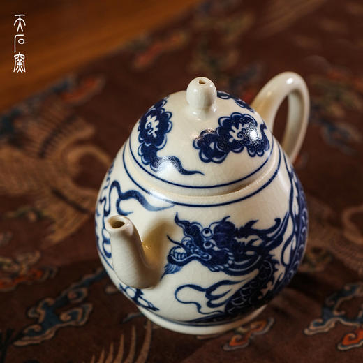 问鼎天石窑白陶泥元青花梨形壶（龙）（缺货） 商品图2