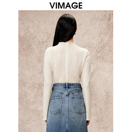 VIMAGE纬漫纪冬季新款羊毛立领气质打底修身显瘦针织衫V2213827 商品图4