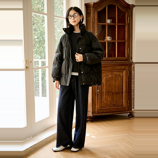 NEELLY纳俪商场同款冬季新款简约立领羽绒服女气质通勤保暖外套N24104L07730 商品图2