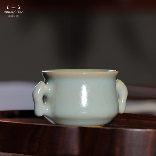 问鼎汝瓷收藏款天青鱼耳缸杯（双耳） 商品图2