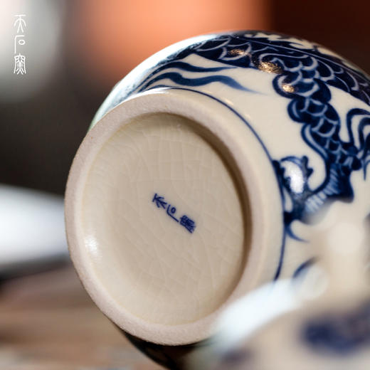 问鼎天石窑白陶泥元青花梨形壶（龙）（缺货） 商品图5