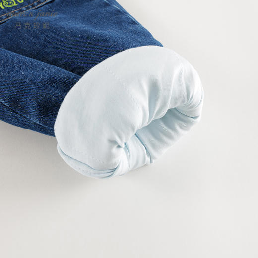 马克珍妮男童时尚夹棉保暖牛仔裤束脚裤儿童裤子秋冬新款241618 商品图4