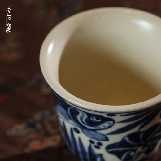 问鼎天石窑白陶泥元青花花神杯（鱼藻纹） 商品图4