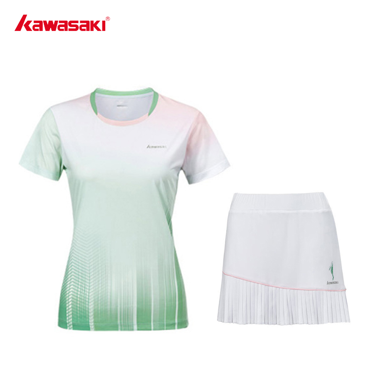 川崎 羽毛球服女款青花瓷速干短裙透气短裙运动T恤 K1C02-A2946/K1C09-A2775