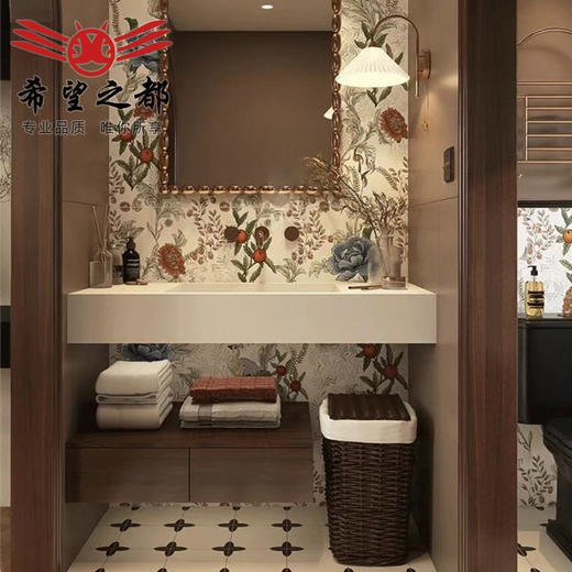 哑光法式护墙板防滑卫生间地砖浴室墙砖焦餐厅花砖客糖色复古瓷砖 商品图1