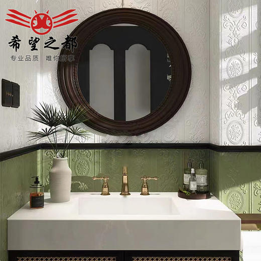 海基风厕所300x900布瓷砖墙砖复古花砖瓷浴室南洋绿色卫生间法式 商品图2