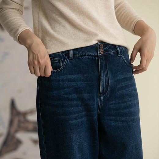 牧衣游原创 牛仔蓝棉质长裤*复古休闲纯棉丹宁裤女新款 汀雨 商品图3